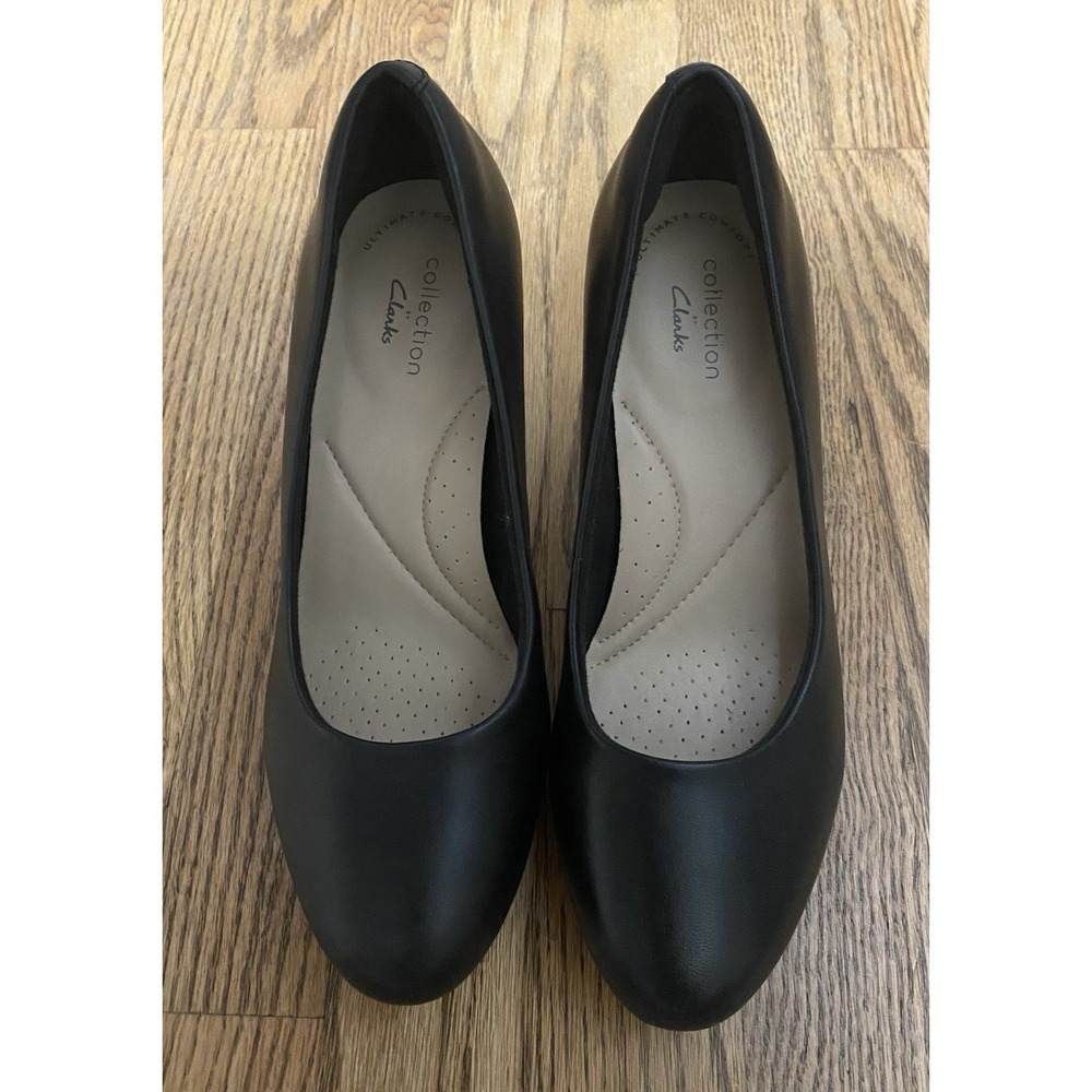 Clarks Ambyr Joy Women's Shoes Size 6 Black Leather Platform Pumps Heels - Picture 3 of 6